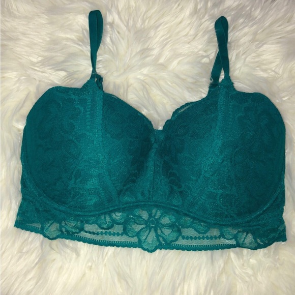 Victoria Secrets PINK lace bralette teal - Picture 2 of 2
